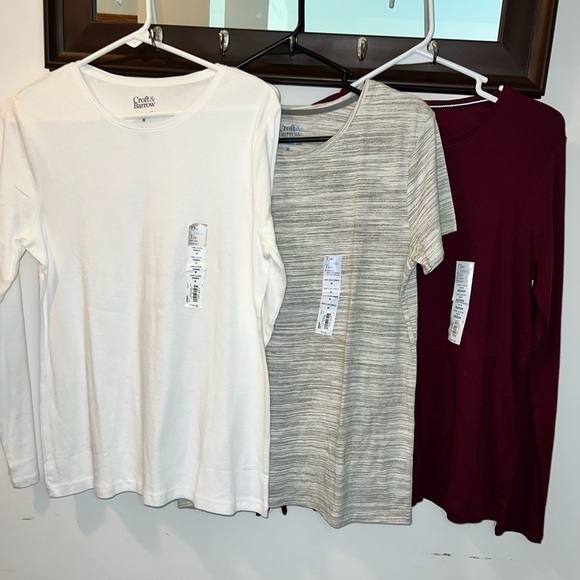 NWT Croft & Barrow 3 Shirts - 2 Long Sleeve 1 Short Sleeve All Size Medium - Picture 1 of 10